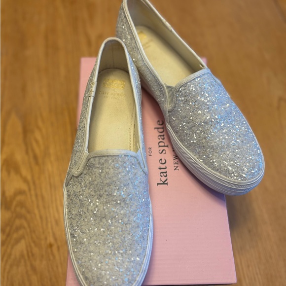 Keds X Kate Spade Shoes - Kate Spade Silver Glitter Women's Slip-On Shoes